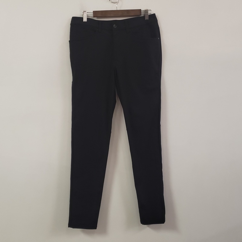 Lululemon Mens ABC Slim Fit Pants Size 32 Black Flat Front Stretch Athletic